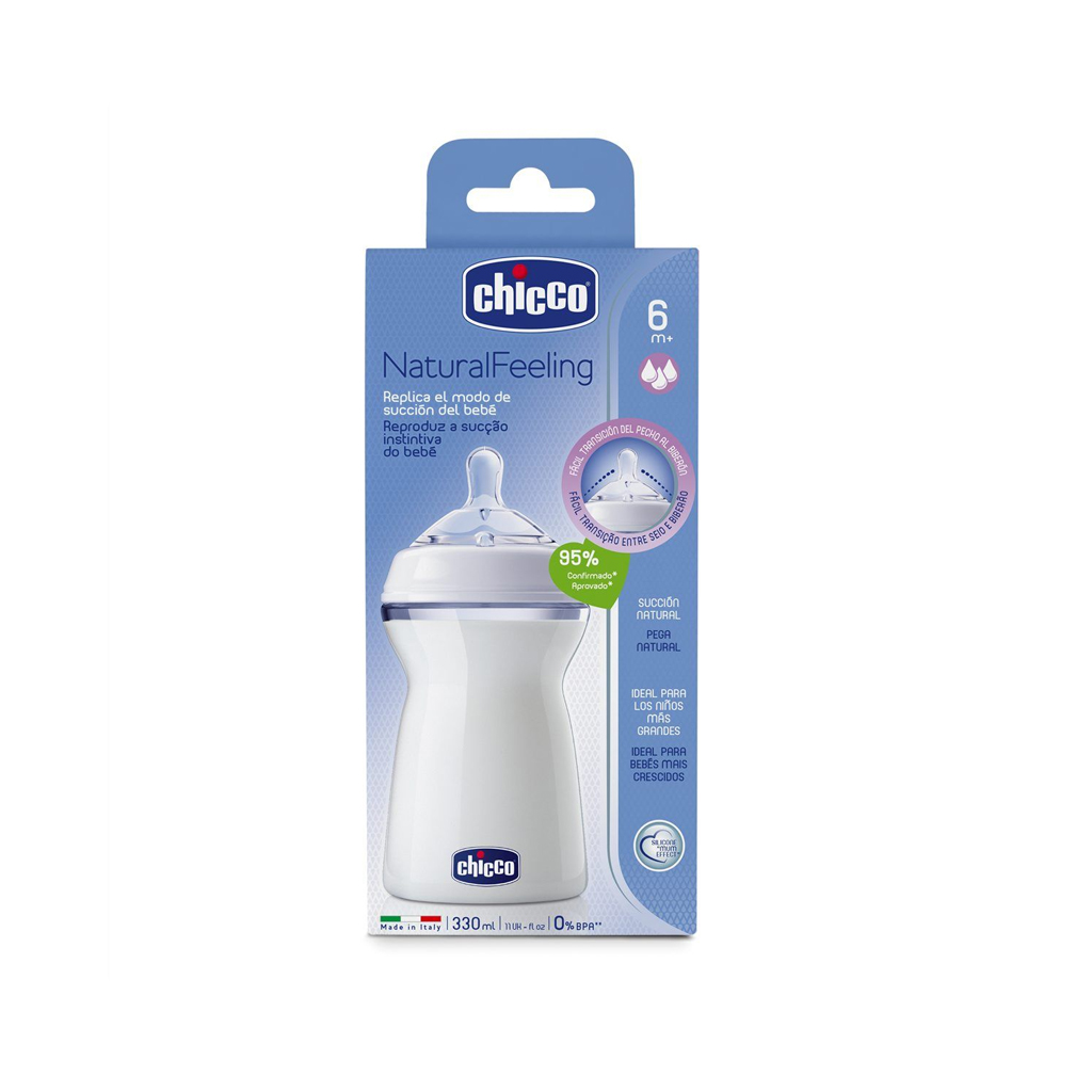 Biberón Chicco NaturalFeeling de flujo rápido + 6 meses 330 ml - Imagen 2