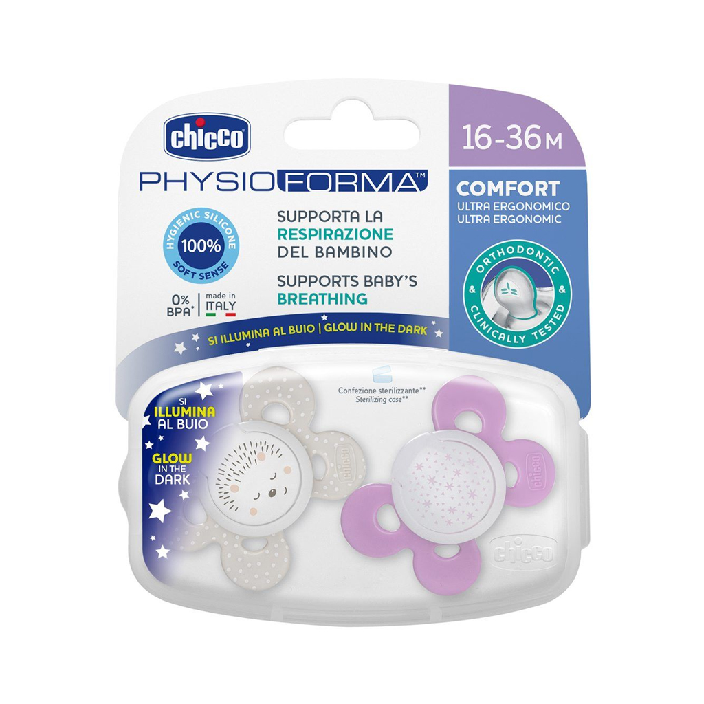 Chupete physio comfort silicona rosa 16m+ Chicco 2 uds