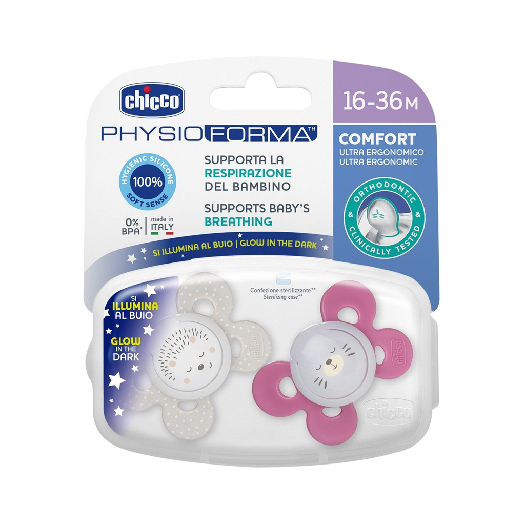 Chupete physio comfort silicona rosa 16m+ Chicco 2 uds - Imagen 3